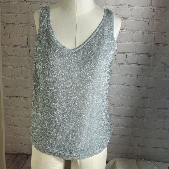 Amanda Smith Lurex Tank Top LARGE Stretchy Very Sparkly - Picture 1 of 5